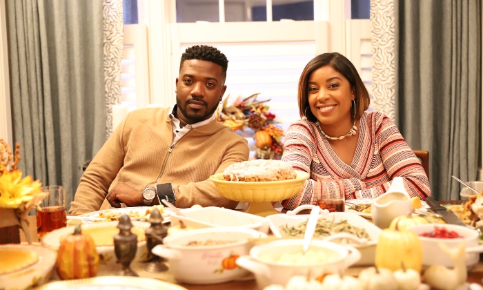 Ray J and Reagan Gomez-Preston on set of Dear Santa I Need A Date