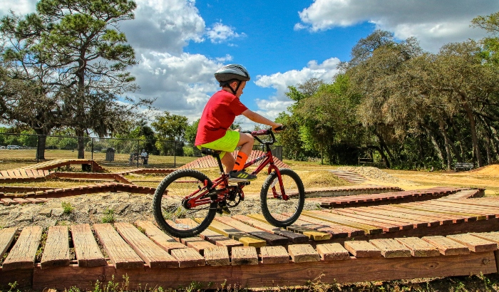 Riding a bike