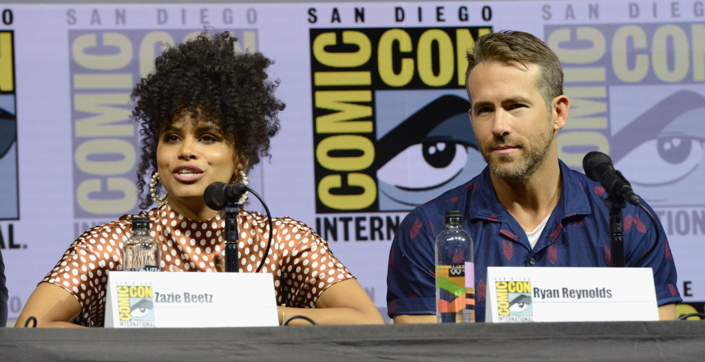 Zazie Beetz and Ryan Reynolds at the "Deadpool 2" panel