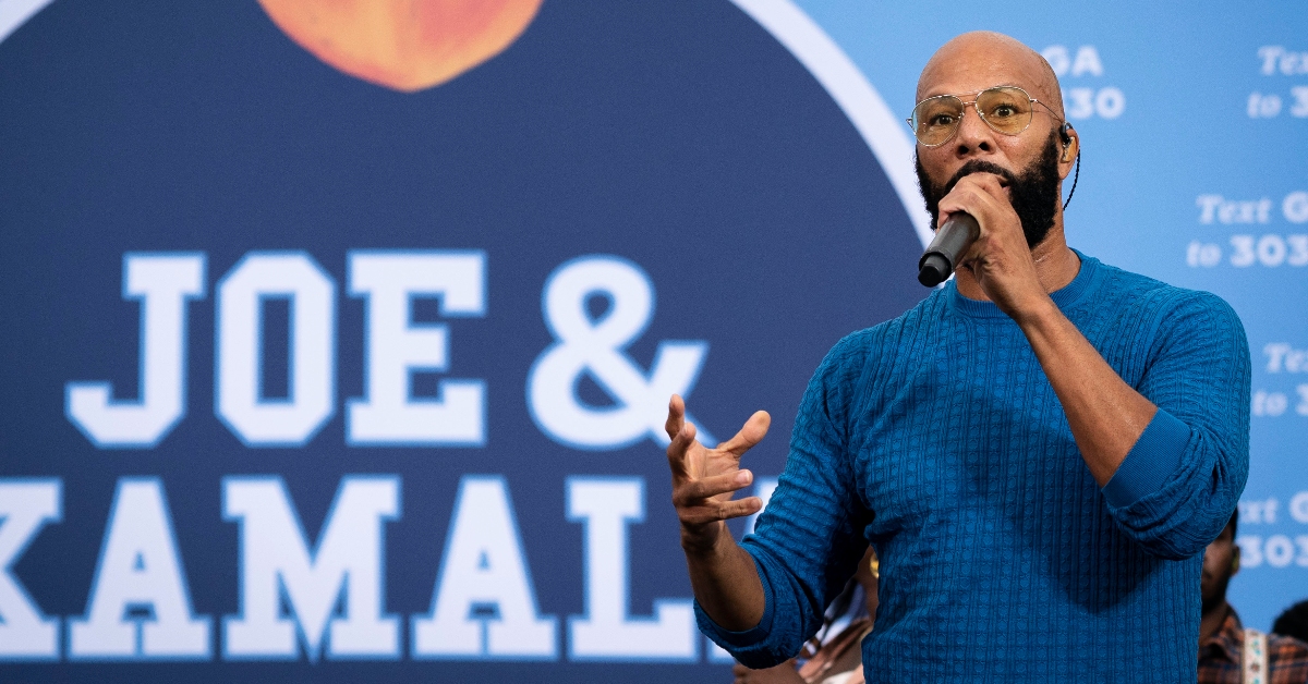 Common performs before Democratic presidential nominee Joe Biden.