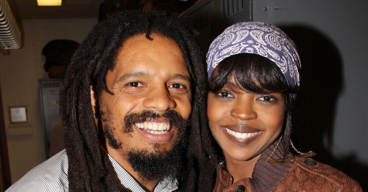 Rohan Marley and Lauryn Hill pose backstage at the hit musical "Spider-Man:Turn Off The Dark" on Broadway