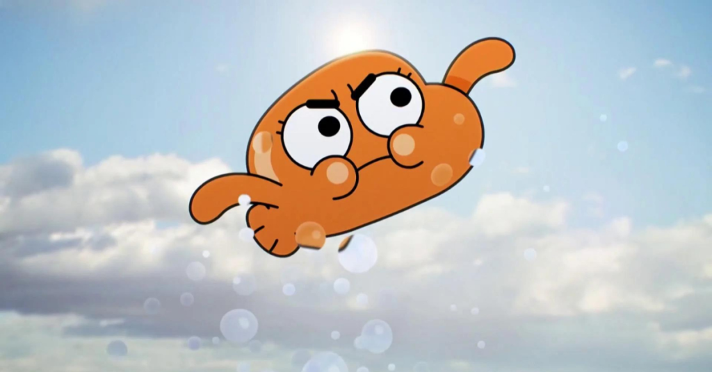 Darwin Watterson flying through the air
