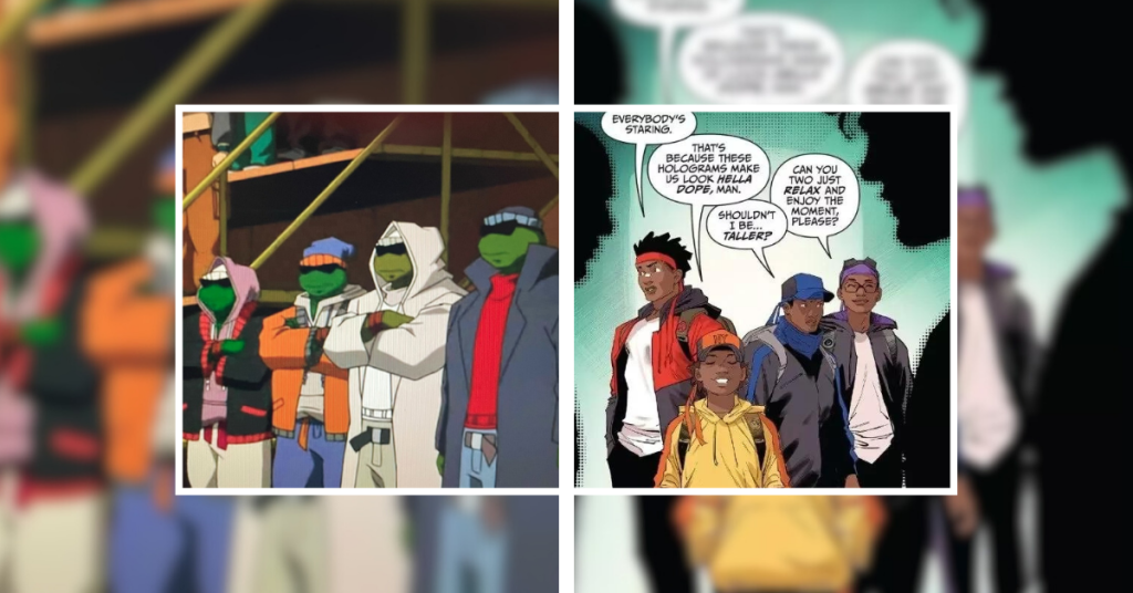 TMNT Turtles in disguise as turtles and hologram humans